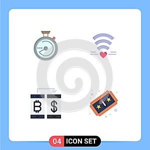 Pack of 4 creative Flat Icons of browse, payment, location, wedding, transection
