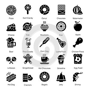 Pack Of Cuisine glyph Icons