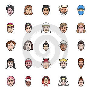 Pack Of Cultural Avatars Flat Icons