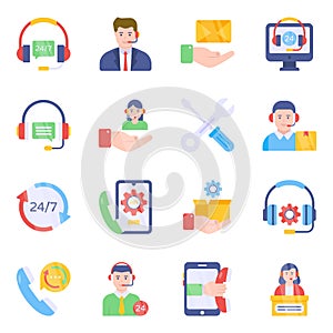 Pack of Customer Service Flat Icons