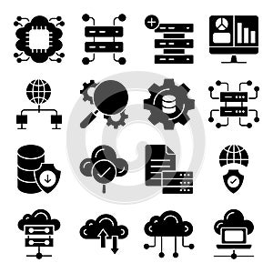 Pack of Data and Cloud Solid Icons
