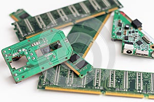 Pack of ddr dimm memory on the table in a service
