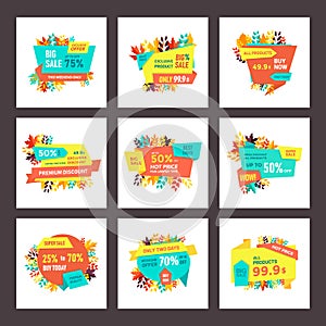 Pack Of Discount Tagline Vector