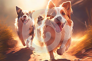 Pack of Dogs running