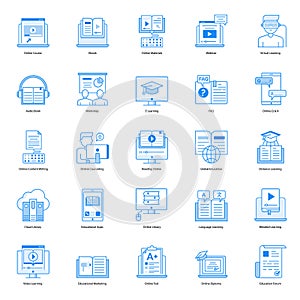 Pack Of E Learning Flat Icons