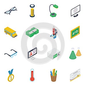 Pack Of E Learning Isometric Icons