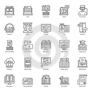 Pack Of E Learning line Icons