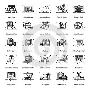 Pack Of E Learning Line Icons