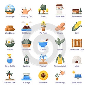 Pack Of Ecology Flat Icons