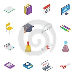 Pack of Education Isometric Icons