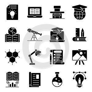 Pack of Education and Learning Solid Icons