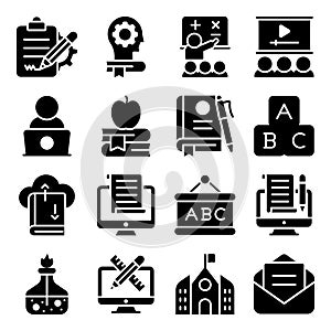 Pack of Education and Learning Solid Icons
