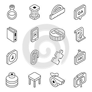 Pack of Education and Study Flat Isometric Icons