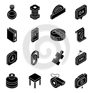 Pack of Education and Study Flat Isometric Icons