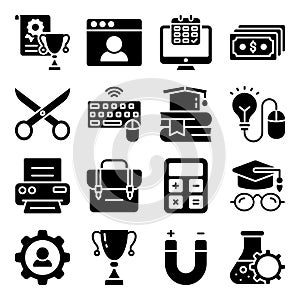 Pack of Educational Accessories Solid Icons