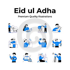 Pack of eid al adha illustrations, premium quality, ready to use