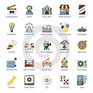 Pack Of Entertainment Flat Icons