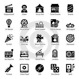 Pack Of Entertainment glyph Icons