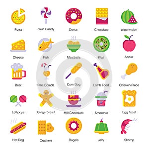 Pack Of Fast Food Flat Icons