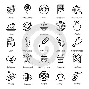 Pack Of Fast Food line Icons