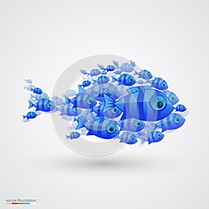 Pack of fish. Vector