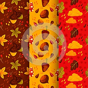 pack flat autumn patterns vector design