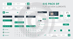 Pack of Flat design ui kit vector for webdesign