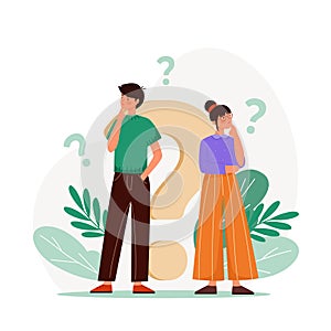 Pack of flat people asking questions Vector illustration.