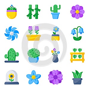 Pack of Flowerets Flat Icons
