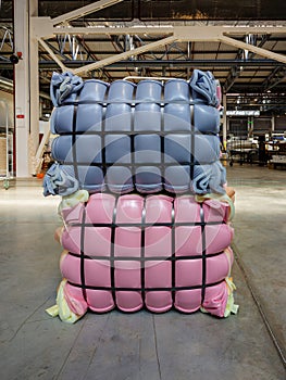 Pack of foam rubber in warehouse