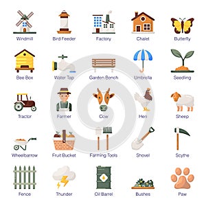 Pack Of Gardening Flat Icons