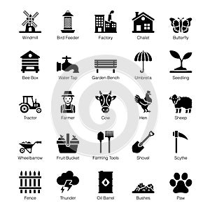 Pack Of Gardening glyph Icons