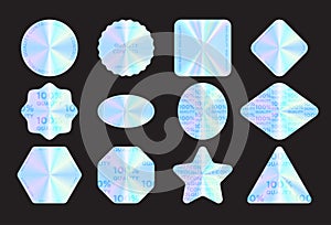 Pack of hologram stamp quality stickers. Vector illustration