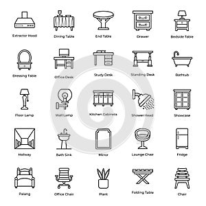 Pack Of Home Interior line Icons