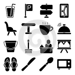 Pack of Hotel and Vacations Solid Icons