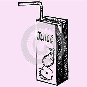 Pack of juice with drinking straw