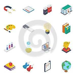 Pack Of Learning Accessories Isometric Icons