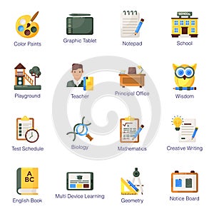 Pack Of Learning And Education Flat Icons