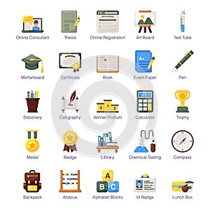 Pack Of Learning Flat Icons