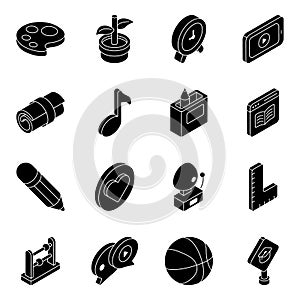 Pack of Learning Flat Isometric Icons