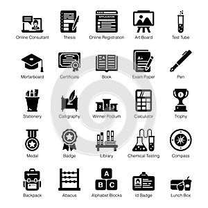 Pack Of Learning glyph Icons