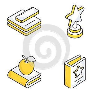 Pack of Learning and Knowledge Flat Isometric Icons