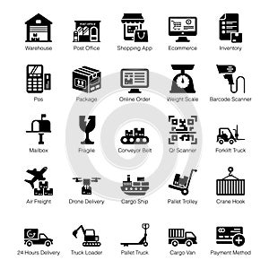 Pack Of Logistics glyph Icons