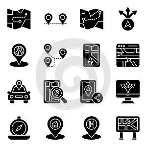 Pack of Maps and Location Solid Icons