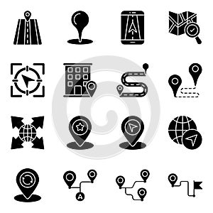 Pack of Maps and Navigation Solid Icons