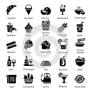 Pack Of Meal glyph Icons