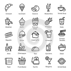 Pack Of Meal line Icons