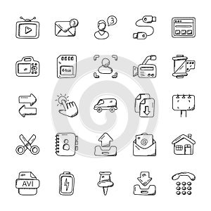 Pack of Media Icons Doodle