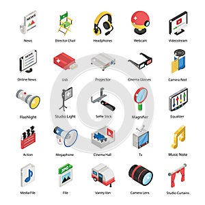 Pack Of Media Isometric Icons