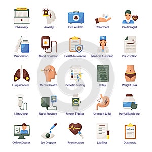 Pack Of Medical Flat Icons